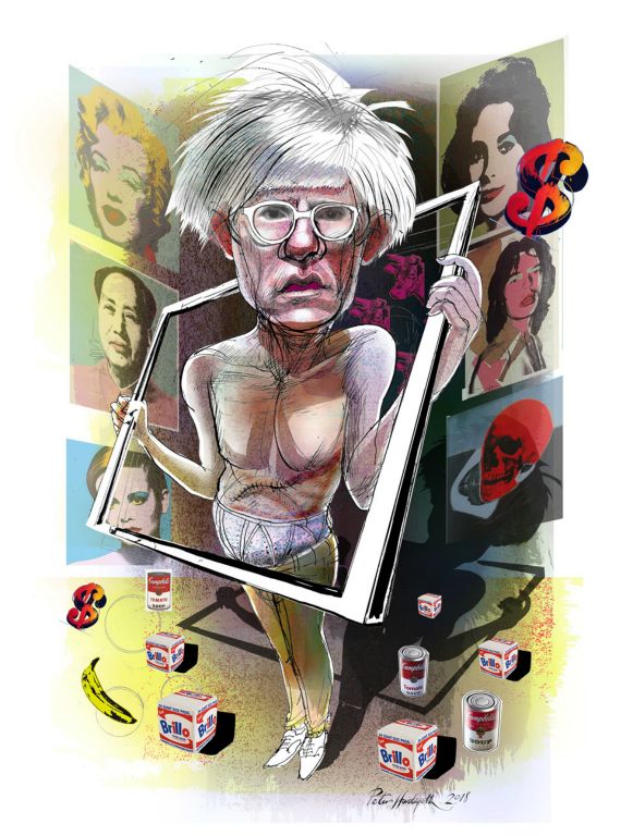 A chacature of Andy Warhol
