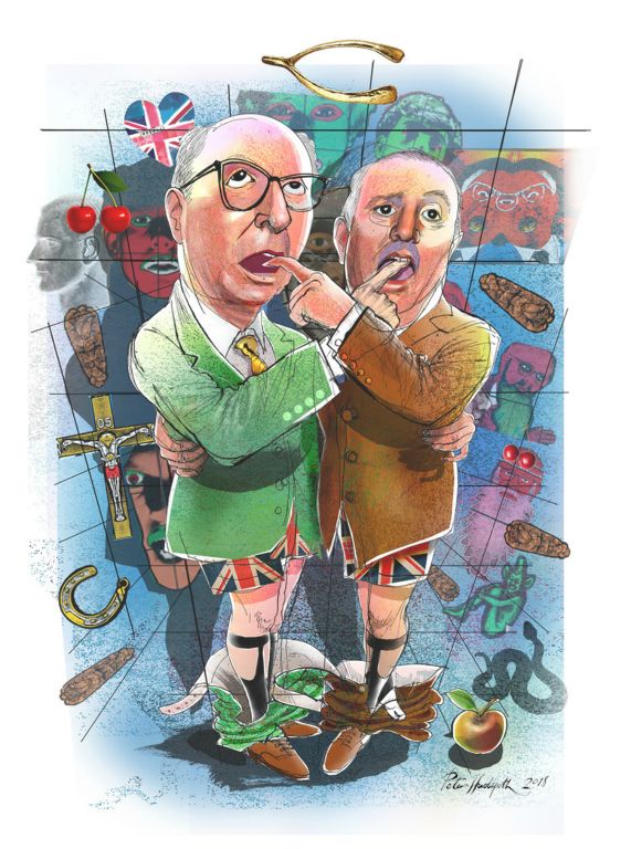 A chacature of Gilbert & George