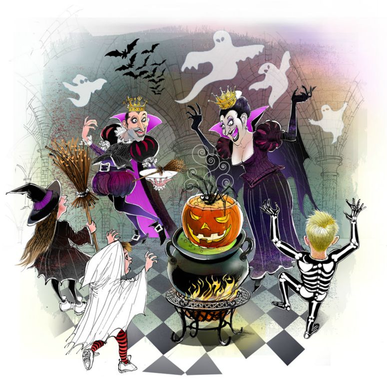 Halloween illustrations of a King and Queen