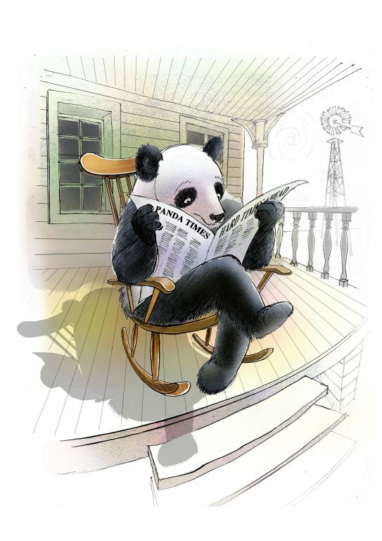 Panda reading the paper