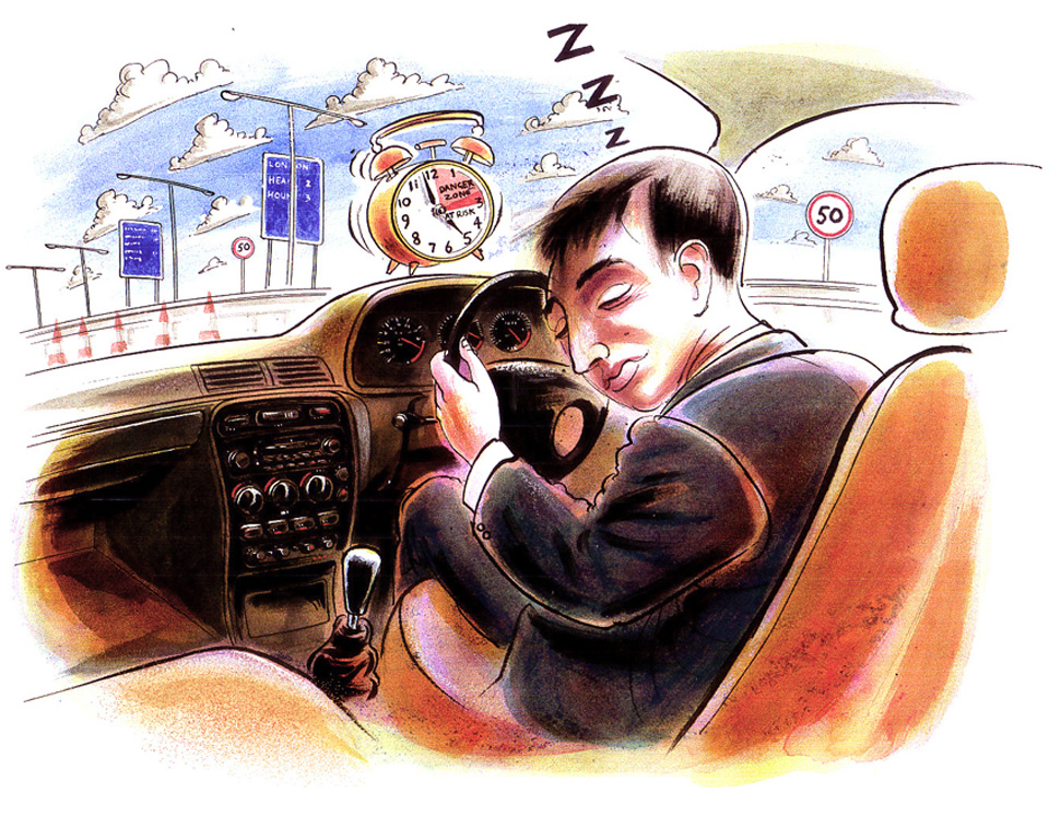 Idiom - Asleep-at-the-wheel of a car